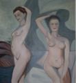 To nakne damer (malt av far)  